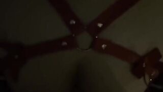 Passionate Doggy Sex Against Hotel Window, Leather Cosplay