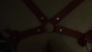 Passionate Doggy Sex Against Hotel Window, Leather Cosplay