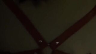 Passionate Doggy Sex Against Hotel Window, Leather Cosplay