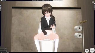 3D HENTAI Teacher Helped Schoolgirl Cum in the Toilet