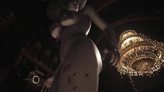 Resident Evil 8 Village Lady Dimitrescu in see through Black Bikini Bottomless - Spanking 3D Hentai