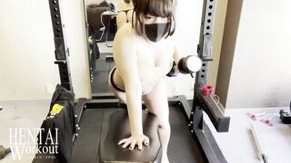 [HENTAI WORKOUT] HARU (25) OL, Living in Minato-ku, One-handed Dumbbell Rowing # 1 Naked and Fitnes