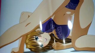 AIKa(パンチラアニメ)の下着姿の皇藍華にキス&足舐め後に顔射ぶっかけオナニー