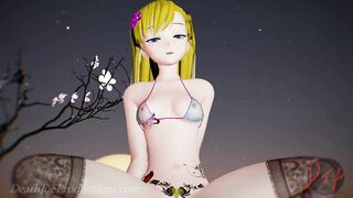 MMD R18 4k Blonde Misaka Aylin with a Pink Bikini - Dub Zap - 1037