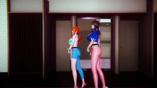One Piece Futa - Nami and Nico·Robin Passionate Sex - Lite Version