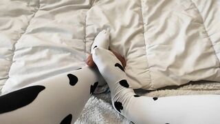 I Cheat on my Husband with a Plastic Penis - Footjob Feet Amateur POV Cosplay Cow