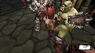 World Warcraft. Orc Sexe De Groupe Avec Une Fille | Porno Game